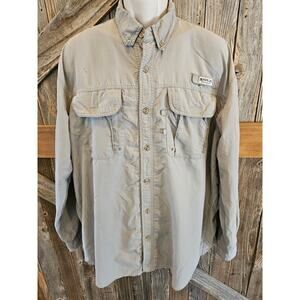 Magellan size XL roll tab sleeve Vented Fishing Shirt *flaws* beige packable ^